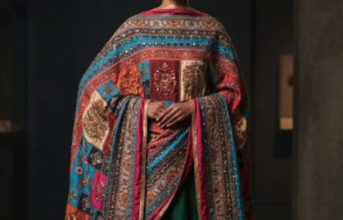 Tk1000 Off on Multicolor Chinon Silk Dupatta with Mirror & Pearl Work