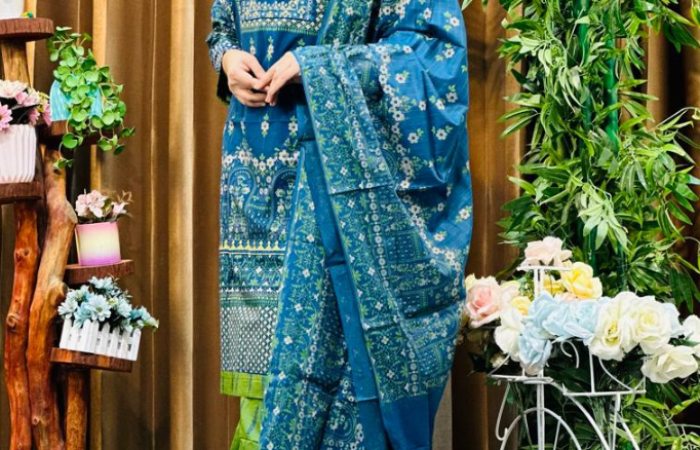 50% OFF on Premium Quality Cotton Embroidery Worked Printed Three Piece for Women