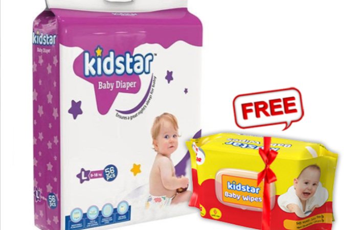 22% OFF on Kidstar Ultra Soft Baby Belt Diaper Large 56pcs 9-18 KG for Kids Dryness,...