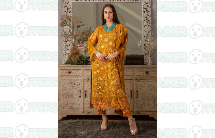 10% Discount on Iqraar Embroidered Luxury Chiffon Unstitched 3pcs