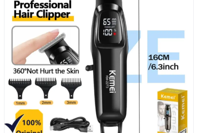 27% Off on KEMEI KM-2273 Professional Men's Hair Cutting Machine Wireless Trimmer LED Display Home Haircut...