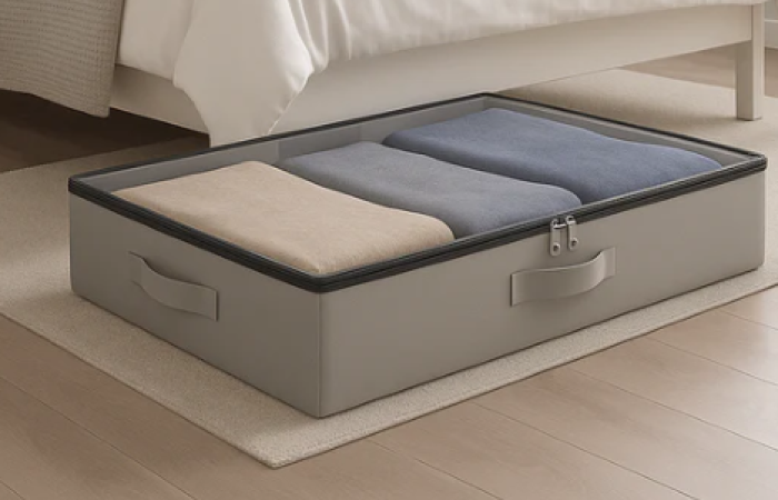 Tk220 Off on Underbed Storage Organizer with Clear Top, Foldable Box with Dual Zipper & Handles