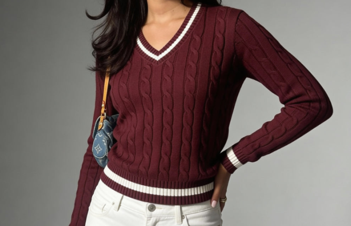 23% Off on Valeria Women's V-Neck Sweater - Maroon