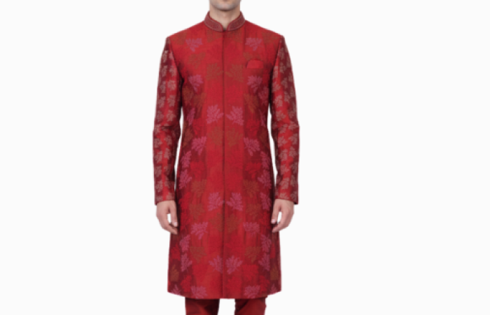50% Off on Lubnan Premium Maroon Color Sherwani Cut Panjabi
