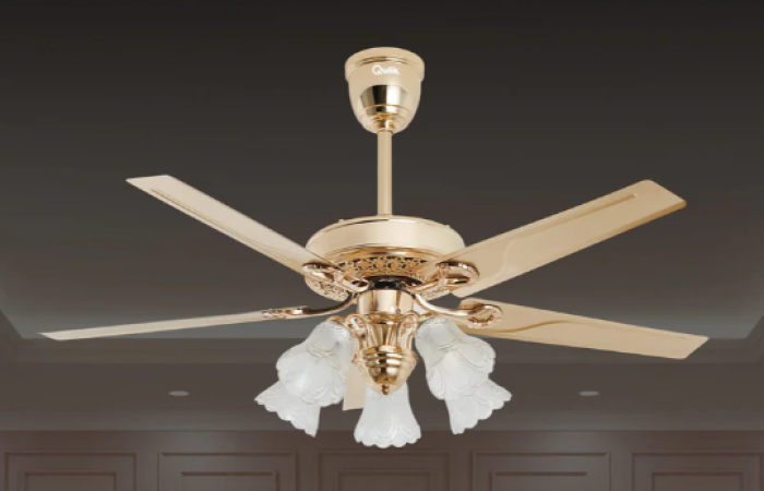 10% Off on Qulik Luxoria UL 52" -Glass Flower Lampshade Copper Motor Remote Control Under-light Ceiling...