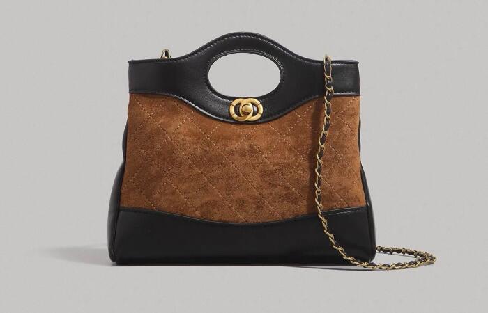 Tk610 Off on URDAM RUULVO Quilted Suede Cutout Handle Bag