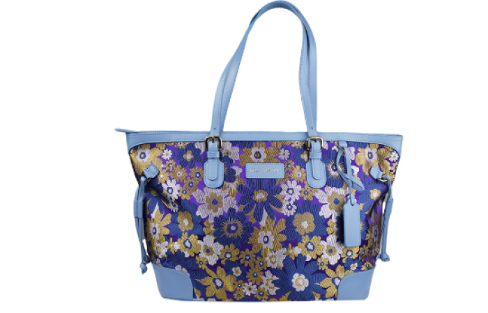 20% OFF on Magasin de Cuir: Silk and genuine cowhide tote bag - Purple x Blue...