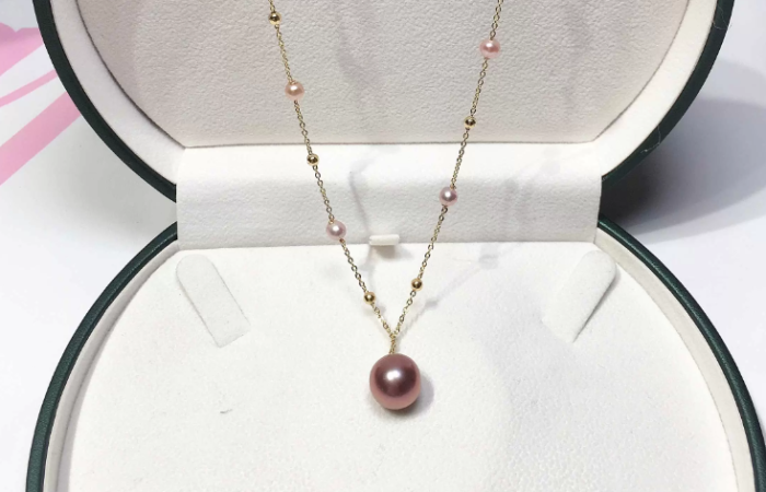 10% Off on Babysbreath Big Round Pearl Pendant 100% Real Natural Freshwater Pearl Necklace 14K Gold...