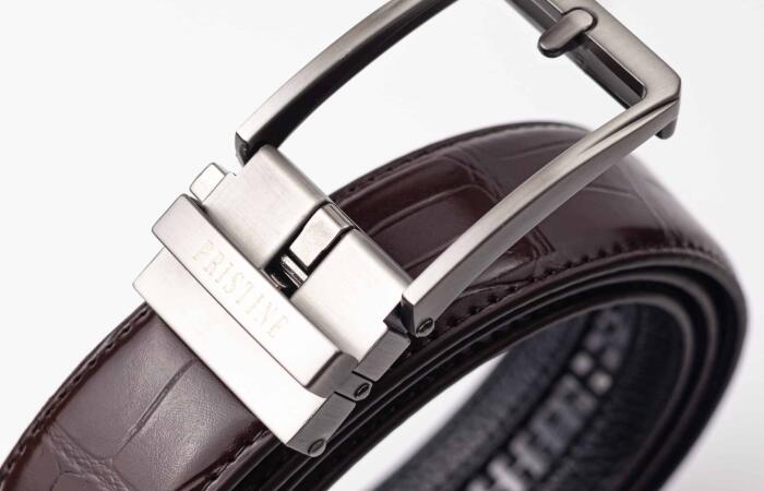 20% Off on Pristine Square Buckle Leather Brown Belt (Auto Gear Feature) AG01