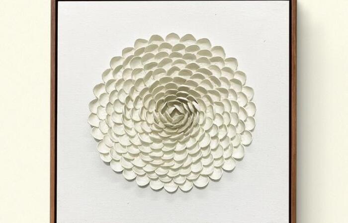 8% Off on Ivory Rosette — Textured Clay Flower Art