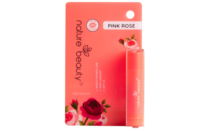 40% OFF on Nature Beauty Pink Rose Lip Balm for Moisturised Lips 3.4g