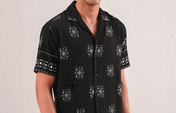 35% Off on Boho Nomad Geometric Cuban Collar Shirt