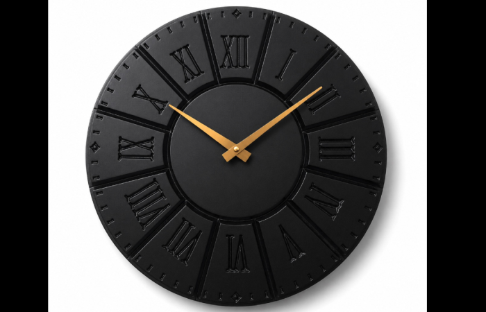 19% Off on Roman Obsidian XII – Premium Black Roman Numeral Wall Clock