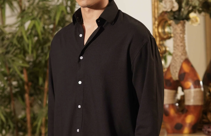 Tk430 Off on Emilio Jet Black Drape Shirt