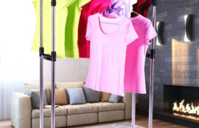 25% OFF on Double Pole Cloth Stand Rack & Shoes Rack