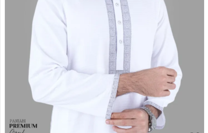 37% discount on GoodMan Premium Quality White Color Semi Long Panjabi for Men.